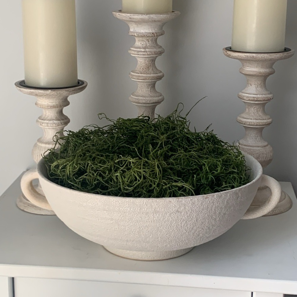 Large Round Pottery Bowl With Handles Neutral Minimalist Ceramic Home Decor Vase